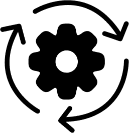 A cog with arrows implying a rotating motion